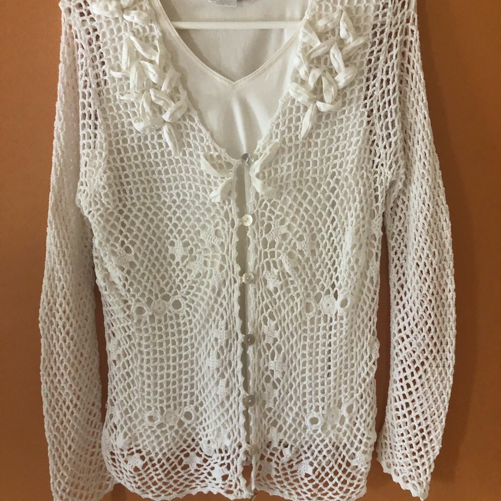White open weave  crochet set - Picture 3 of 4